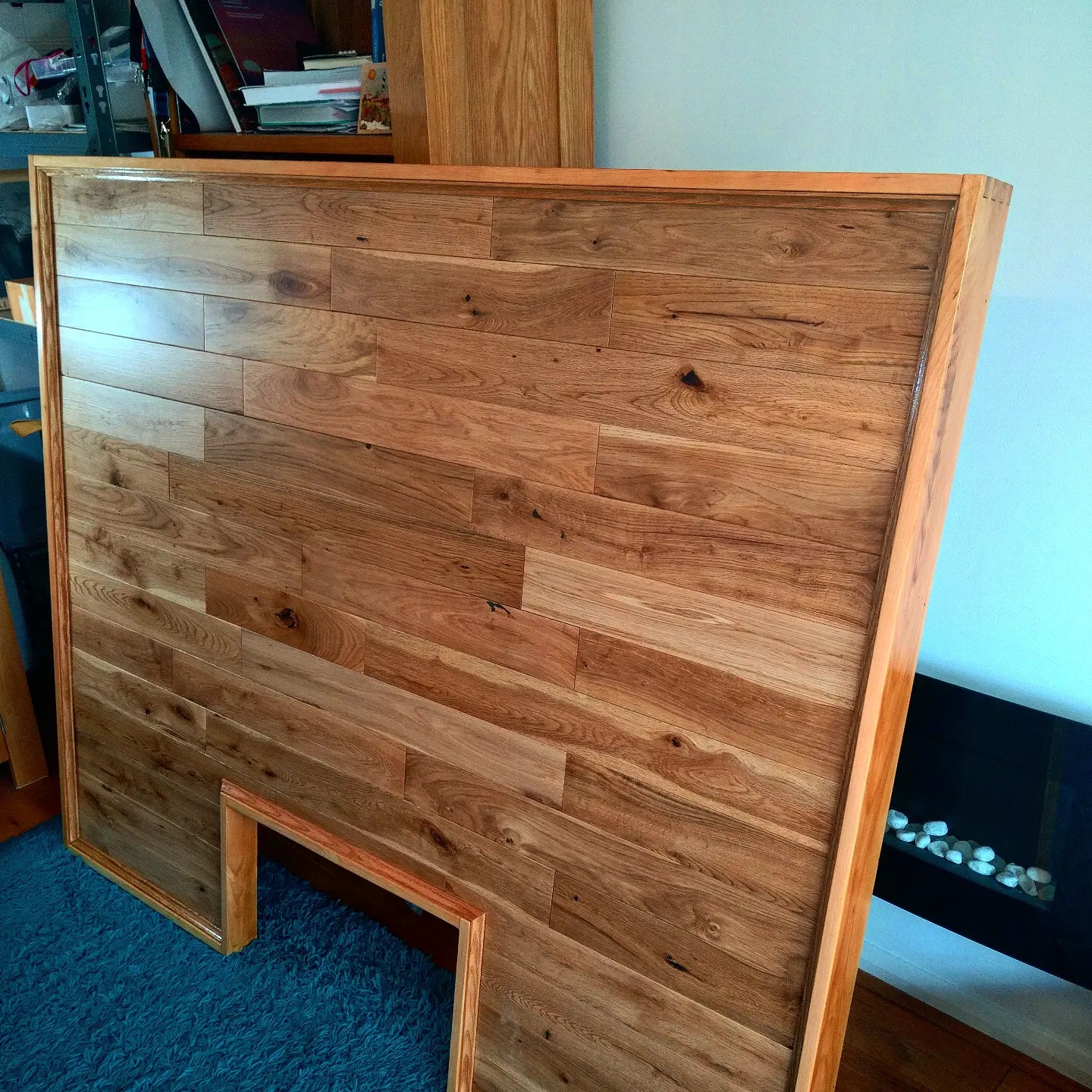 Bespoke headboard made from upcycled wood